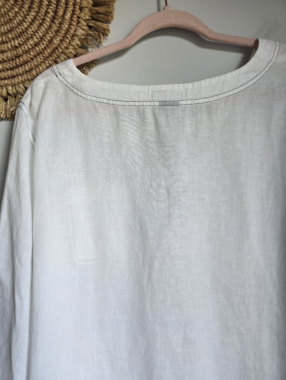 Ralph Lauren White 100% Linen White 3/4 Sleeve Lace-up Popover Shirt SZ 1X Boho - Picture 7 of 8